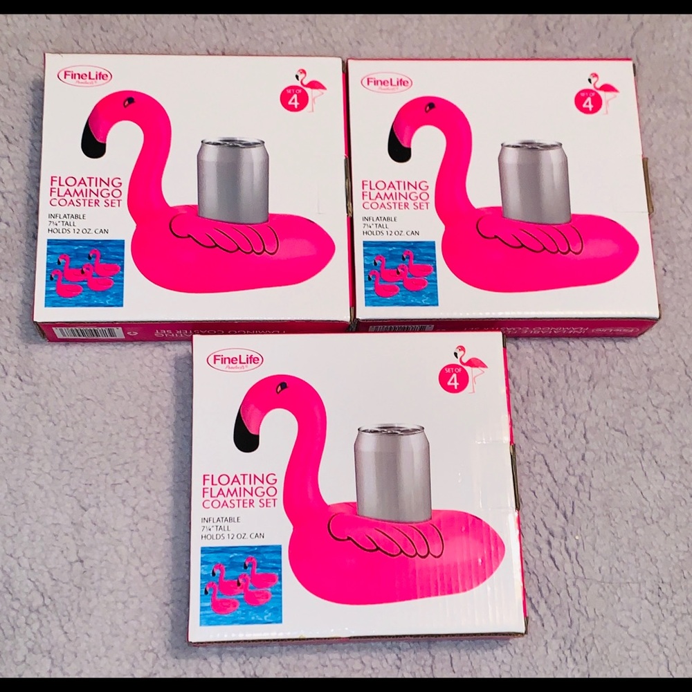 NWT set of 12 floating Flamingo coasters!
